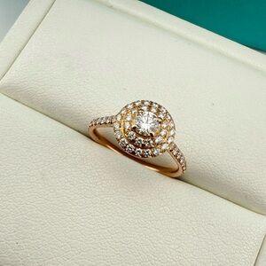 Tiffany & Co. Soleste Double Halo Diamond Ring 18k Rose Gold